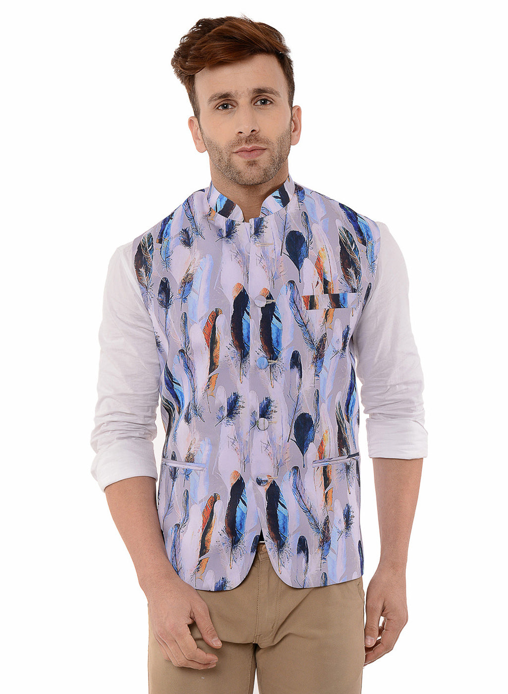 Hangup Men's Printed Blend Party WaistCoat