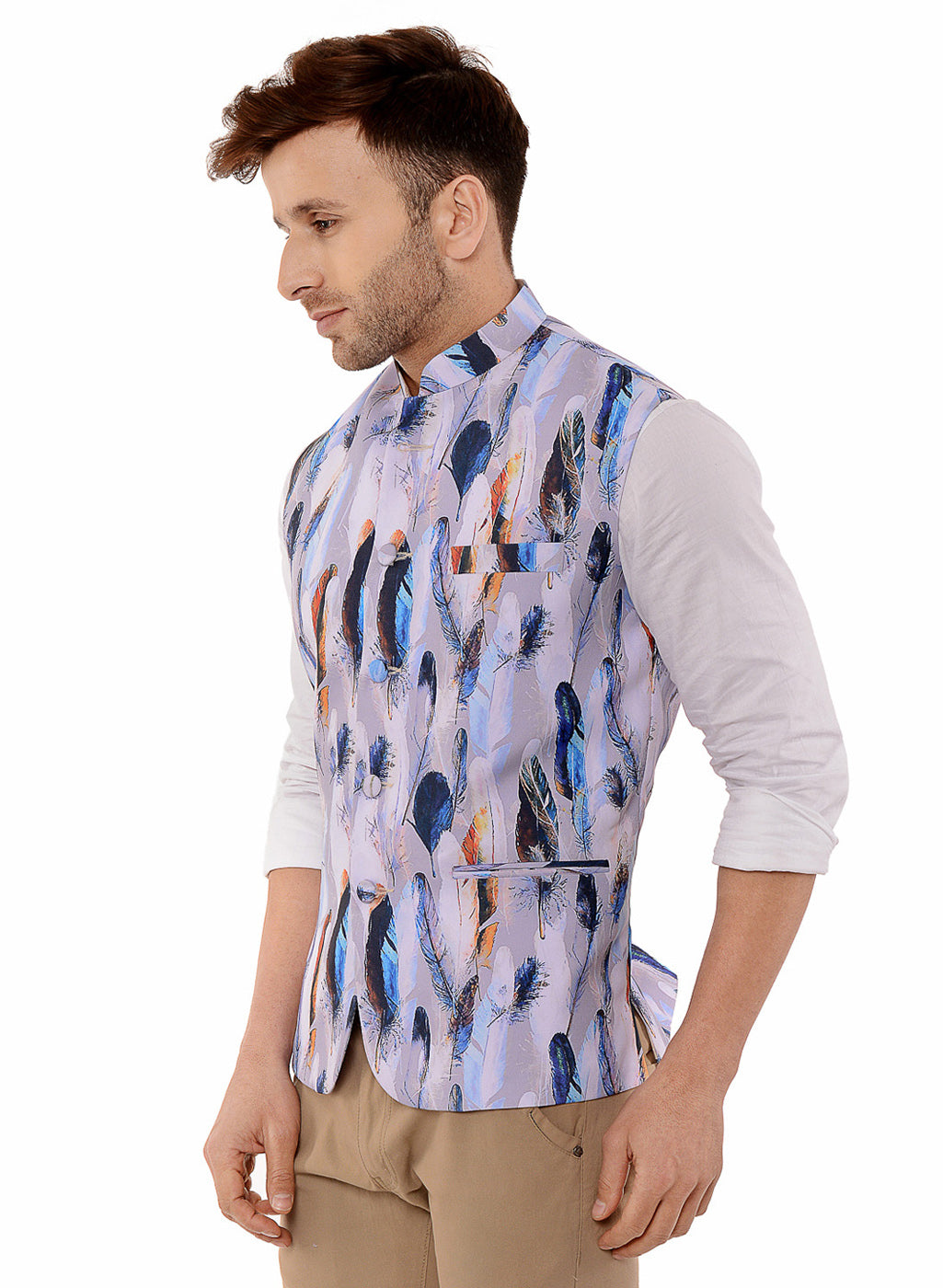 Hangup Men's Printed Blend Party WaistCoat