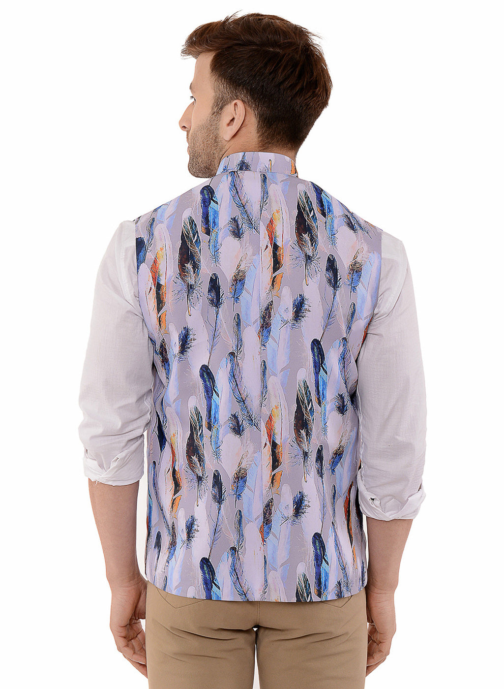 Hangup Men's Printed Blend Party WaistCoat