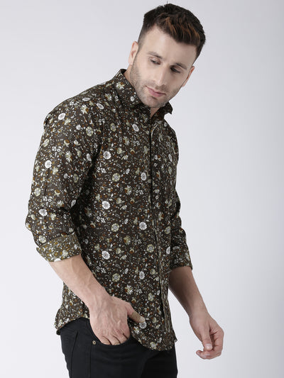 Hangup Men's Casual Printed Cotton Viscose Shirt