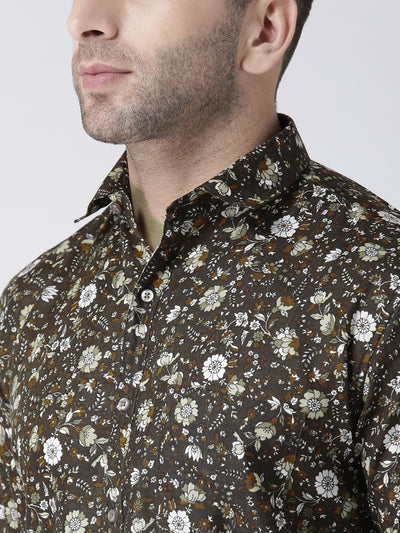 Hangup Men's Casual Printed Cotton Viscose Shirt