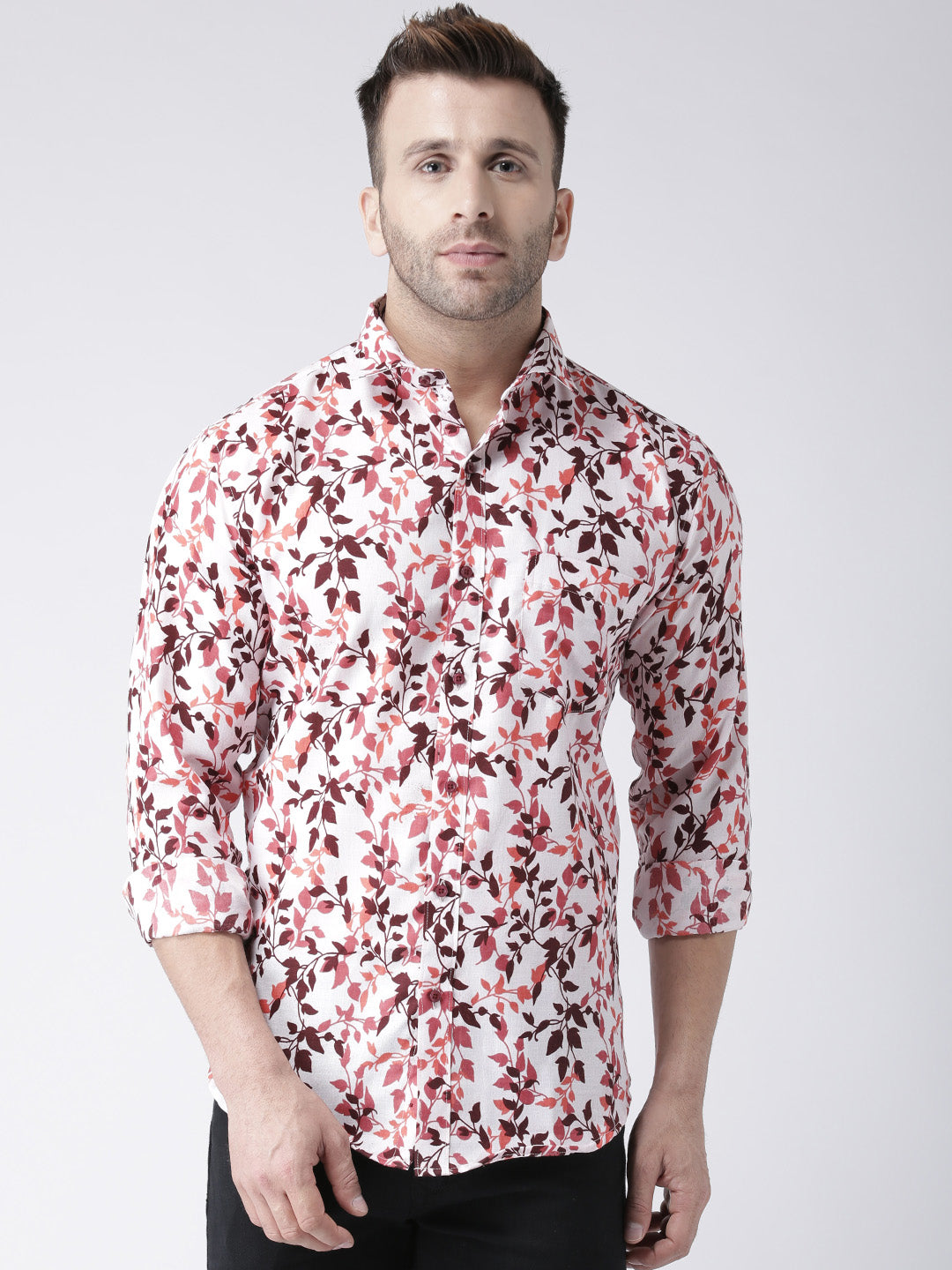 Hangup Men's Casual Printed Cotton Viscose Shirt