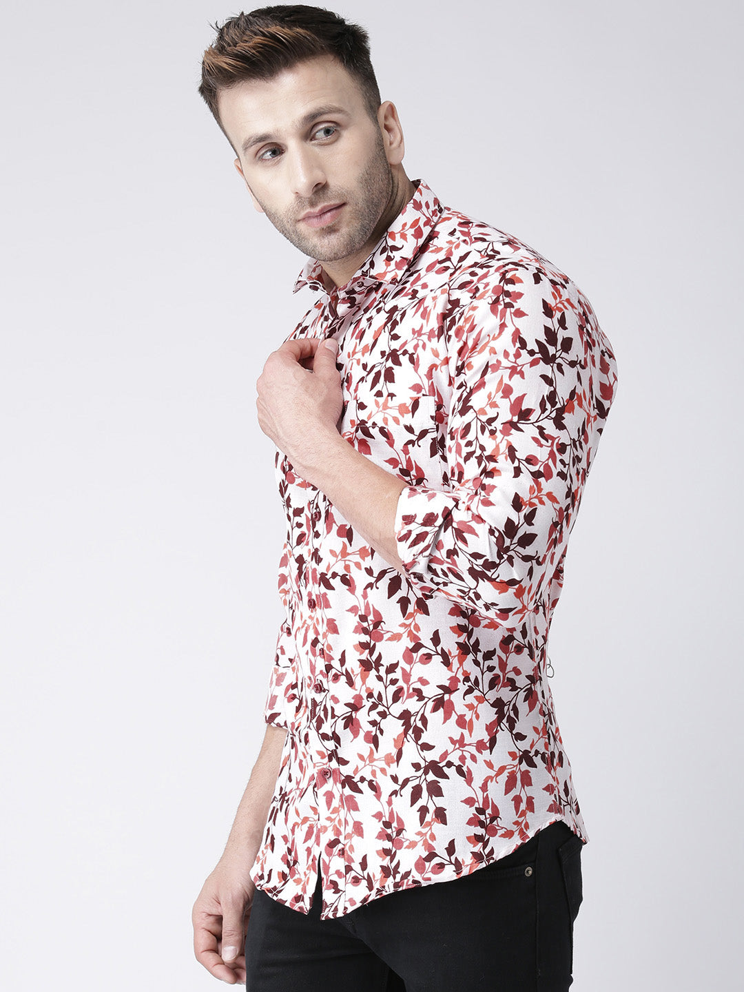 Hangup Men's Casual Printed Cotton Viscose Shirt