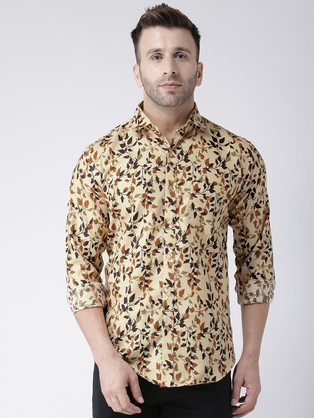 Hangup Men's Casual Printed Cotton Viscose Shirt