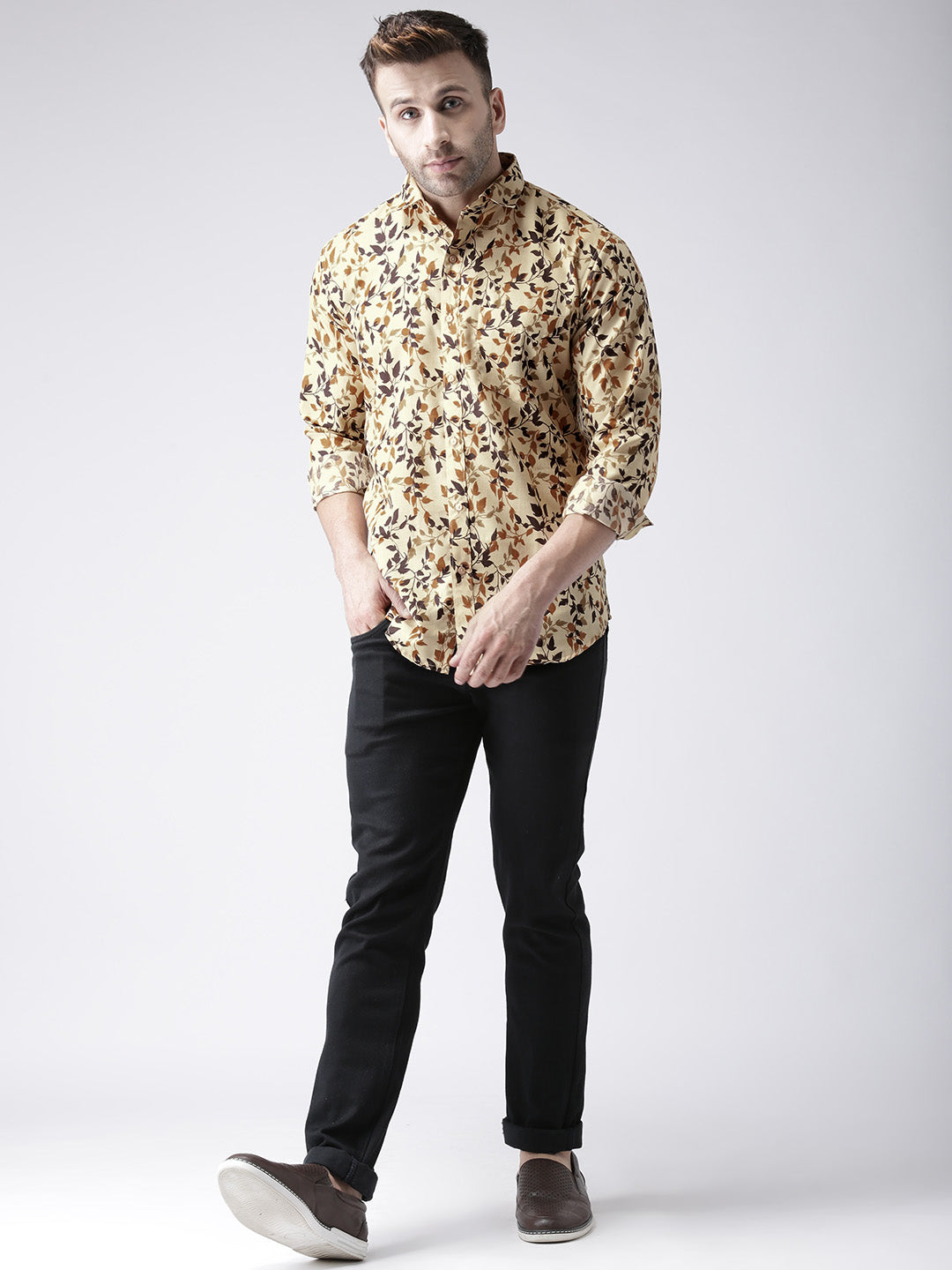 Hangup Men's Casual Printed Cotton Viscose Shirt