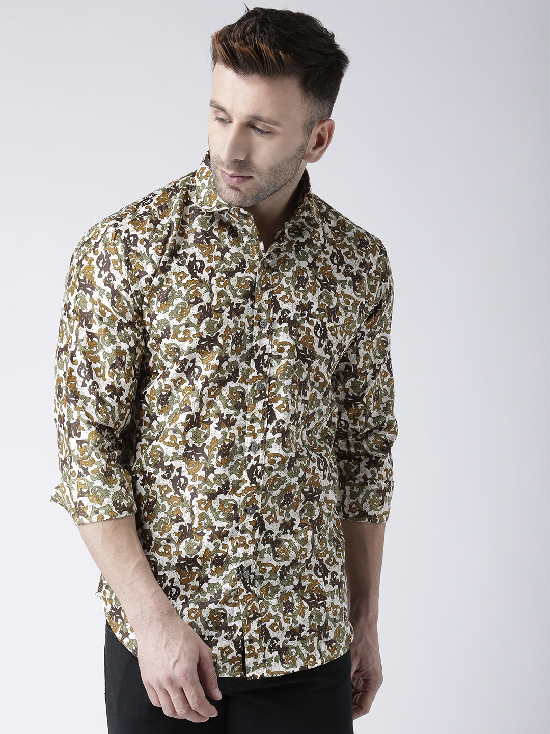 Hangup Men's Casual Printed Cotton Viscose Shirt