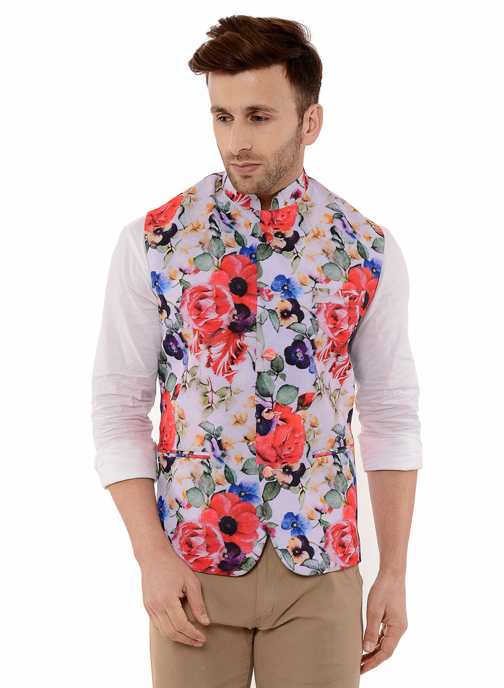 Hangup Men's Printed Blend Party WaistCoat