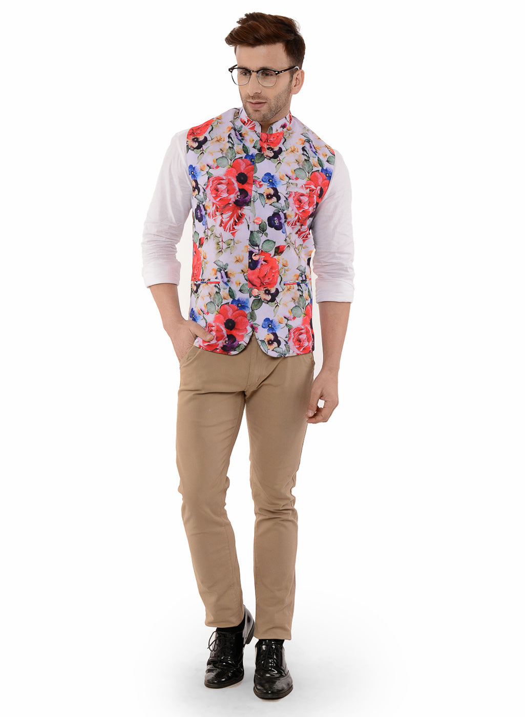 Hangup Men's Printed Blend Party WaistCoat