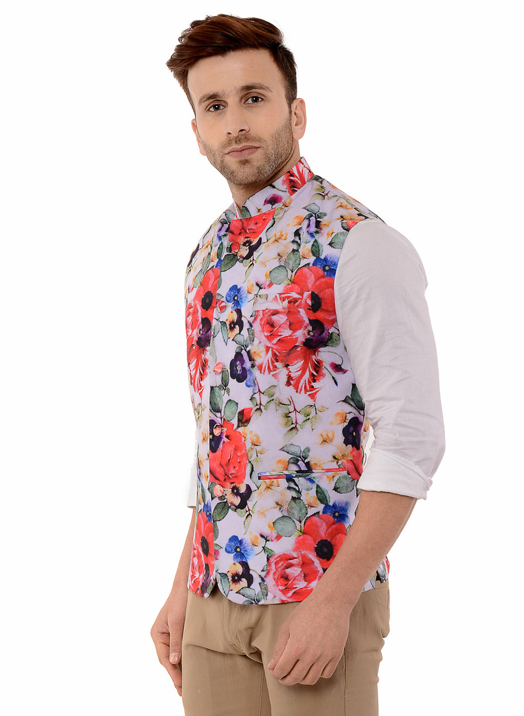 Hangup Men's Printed Blend Party WaistCoat