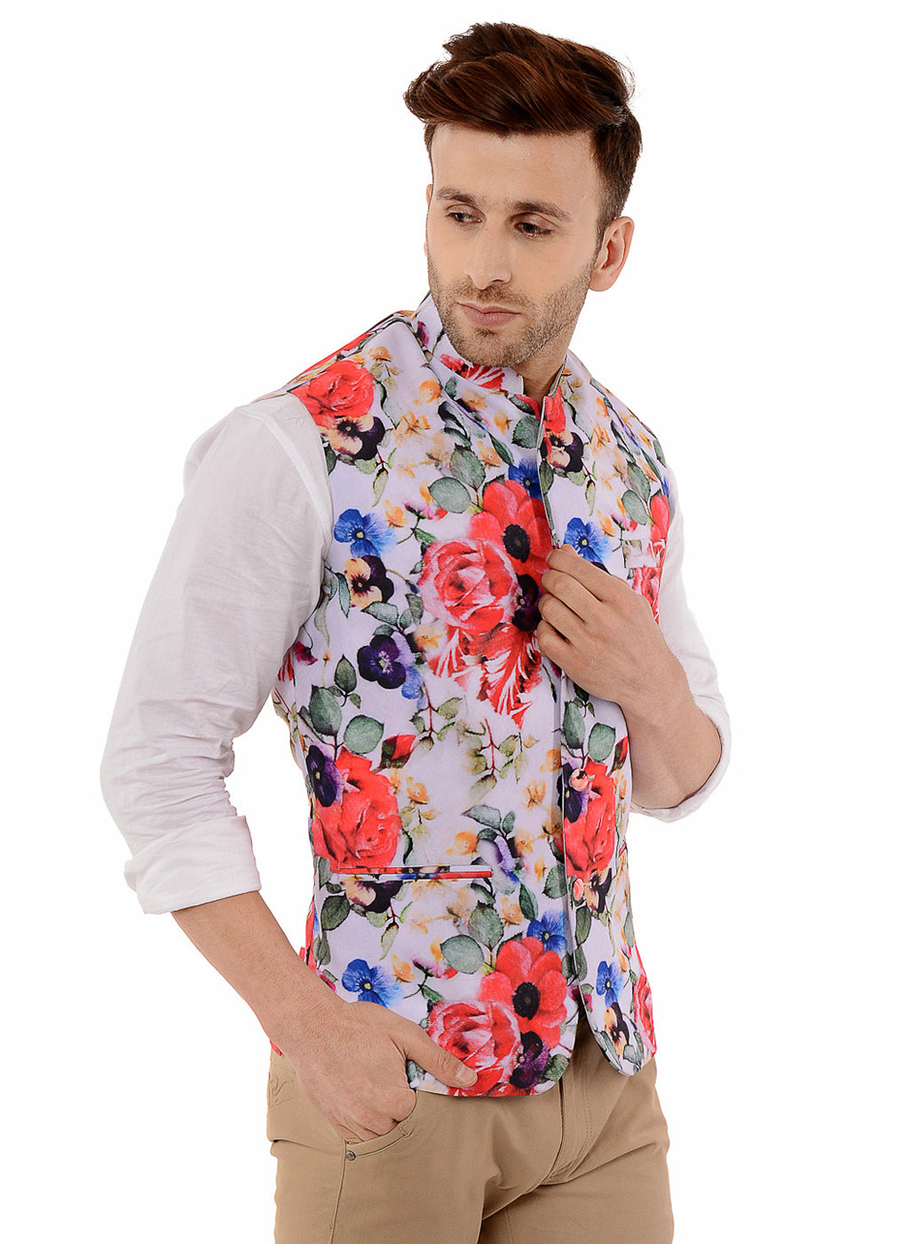 Hangup Men's Printed Blend Party WaistCoat