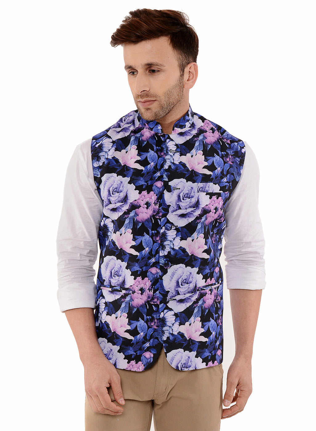 Hangup Men's Printed Blend Party WaistCoat