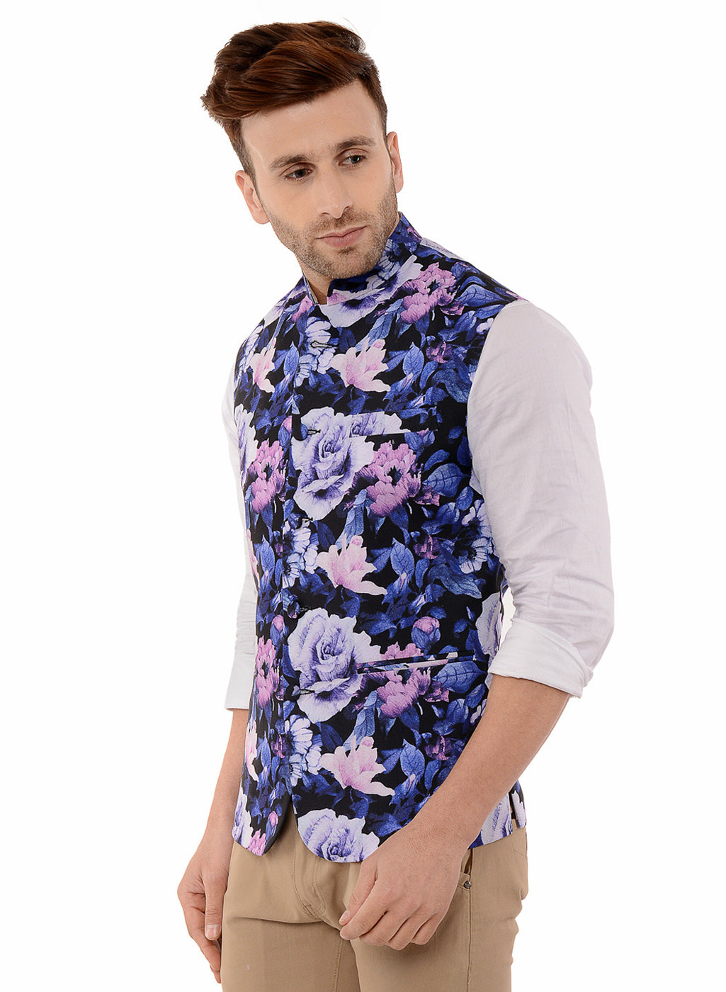 Hangup Men's Printed Blend Party WaistCoat