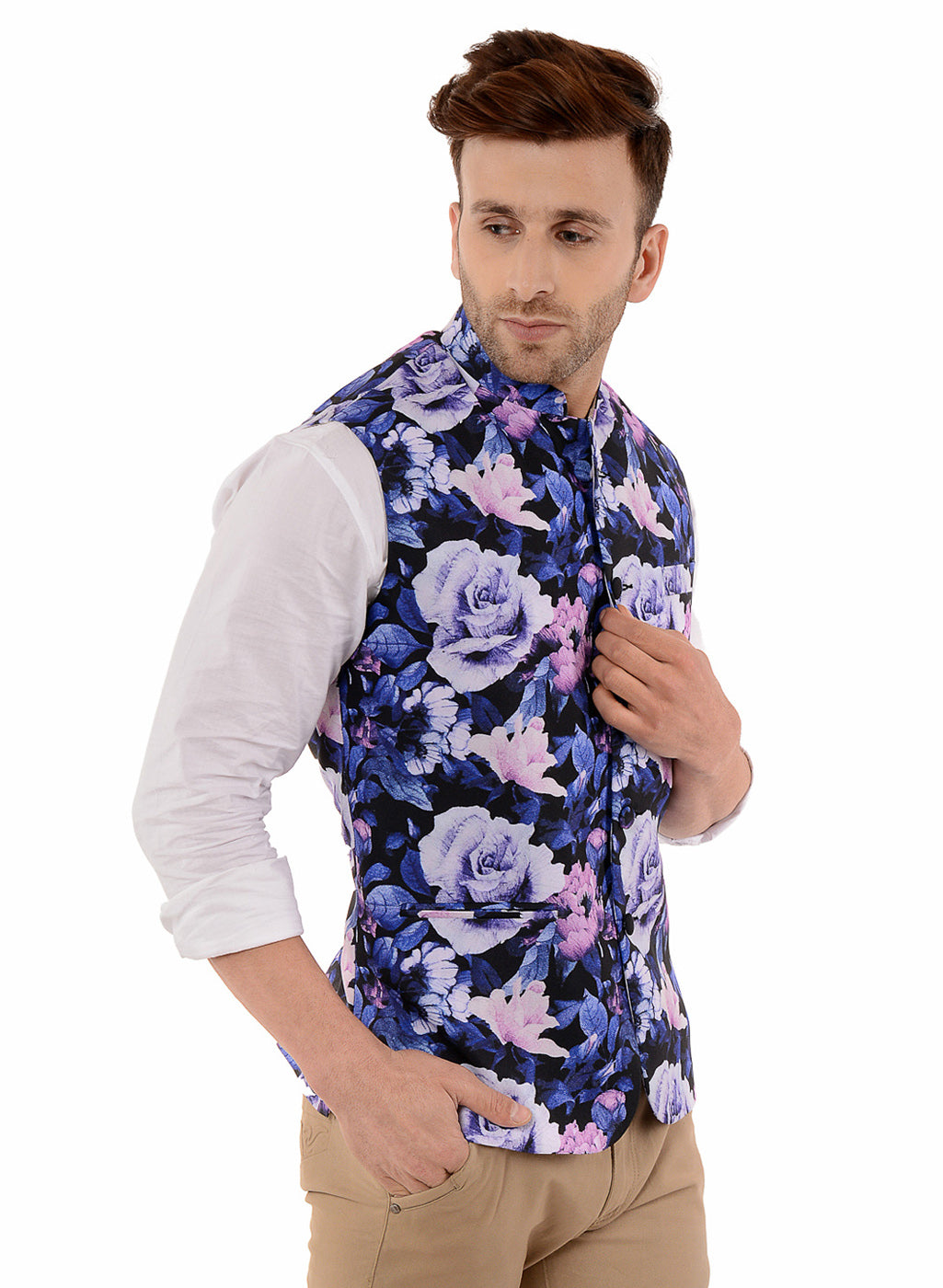 Hangup Men's Printed Blend Party WaistCoat