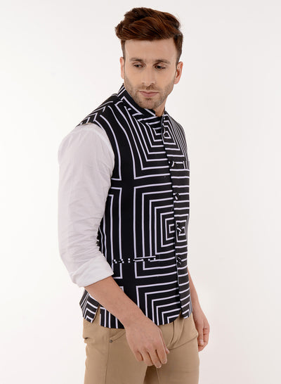 Hangup Men's Printed Blend Party WaistCoat