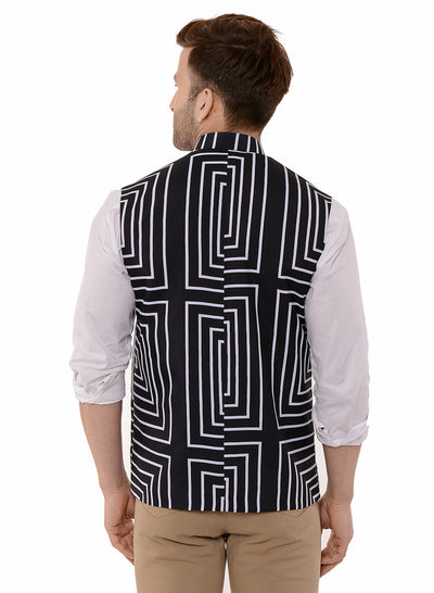 Hangup Men's Printed Blend Party WaistCoat