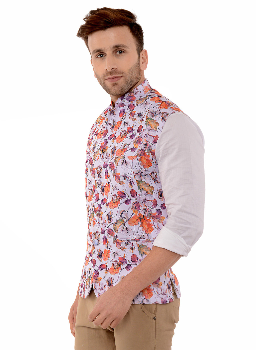 Hangup Men's Printed Blend Party WaistCoat