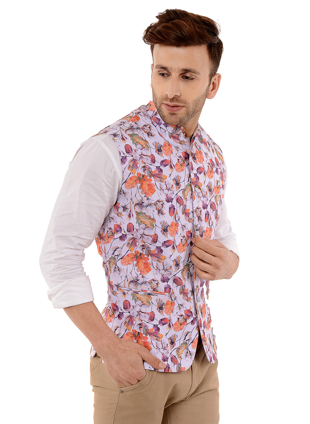 Hangup Men's Printed Blend Party WaistCoat