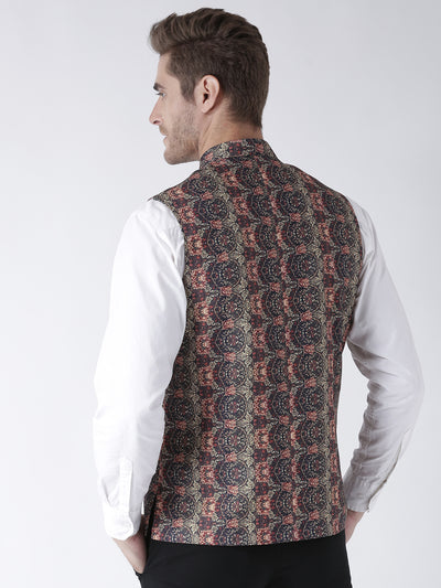 Hangup Men's Print Blend Formal WaistCoat