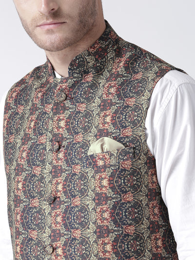 Hangup Men's Print Blend Formal WaistCoat