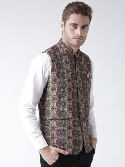 Hangup Men's Print Blend Formal WaistCoat