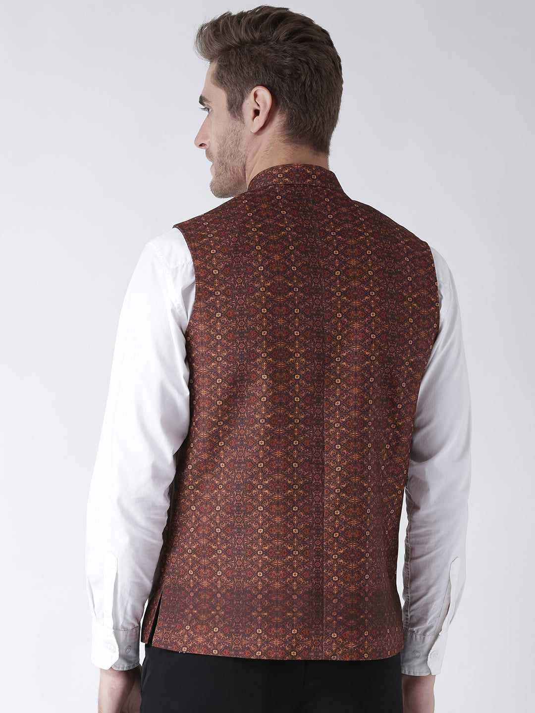 Hangup Men's Print Blend Formal WaistCoat