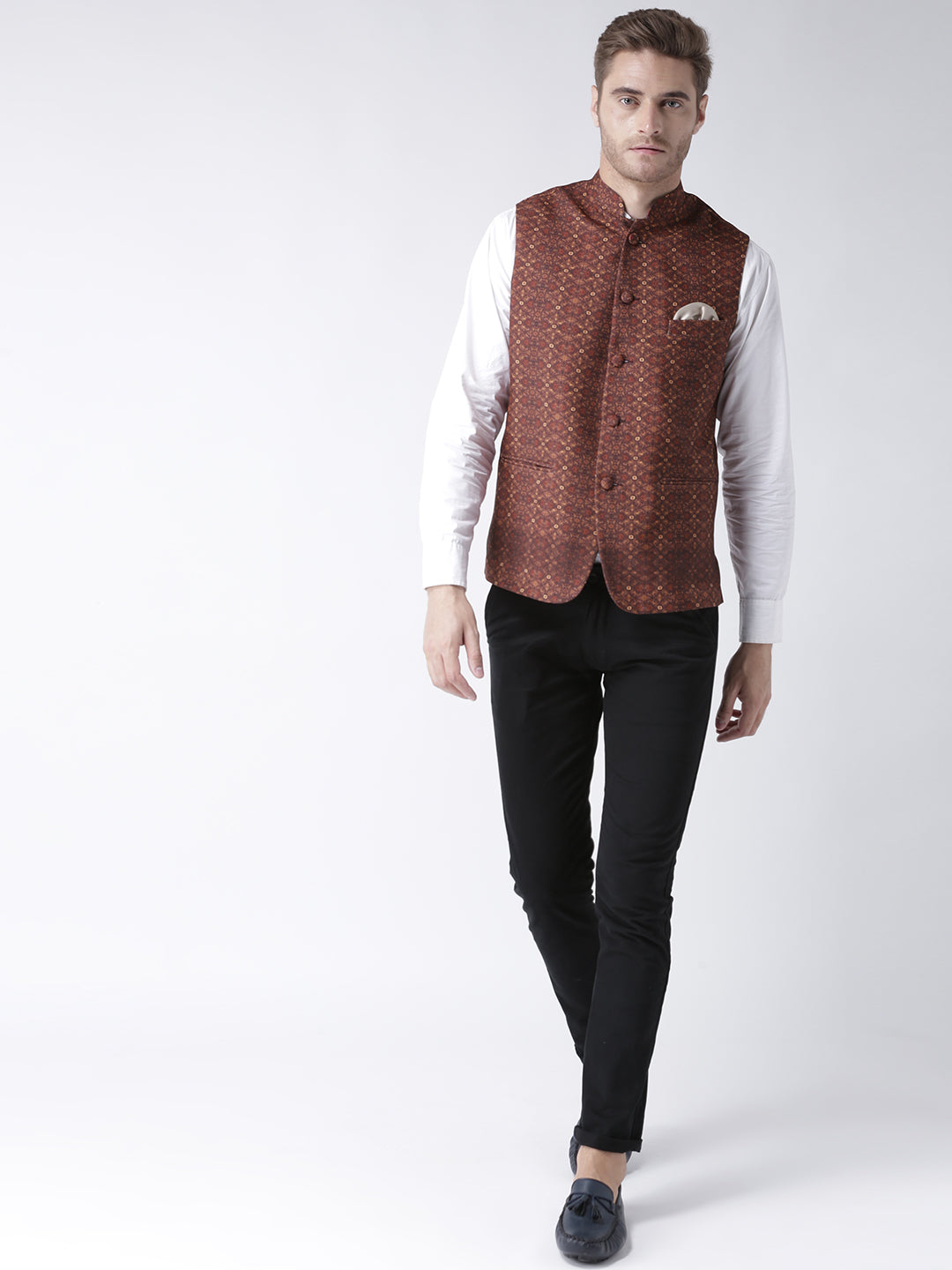 Hangup Men's Print Blend Formal WaistCoat