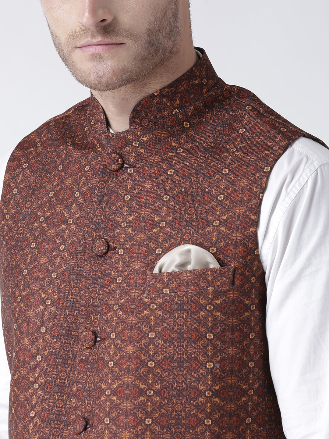 Hangup Men's Print Blend Formal WaistCoat