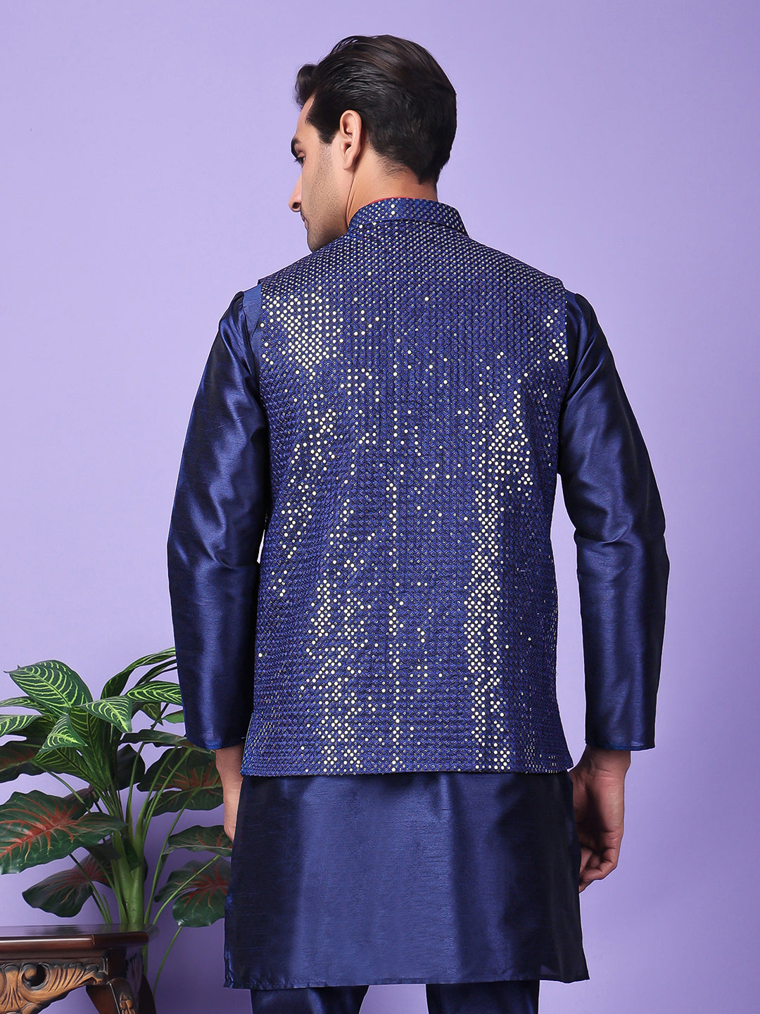 Hangup Men's Partywear DarkBlue Nehru