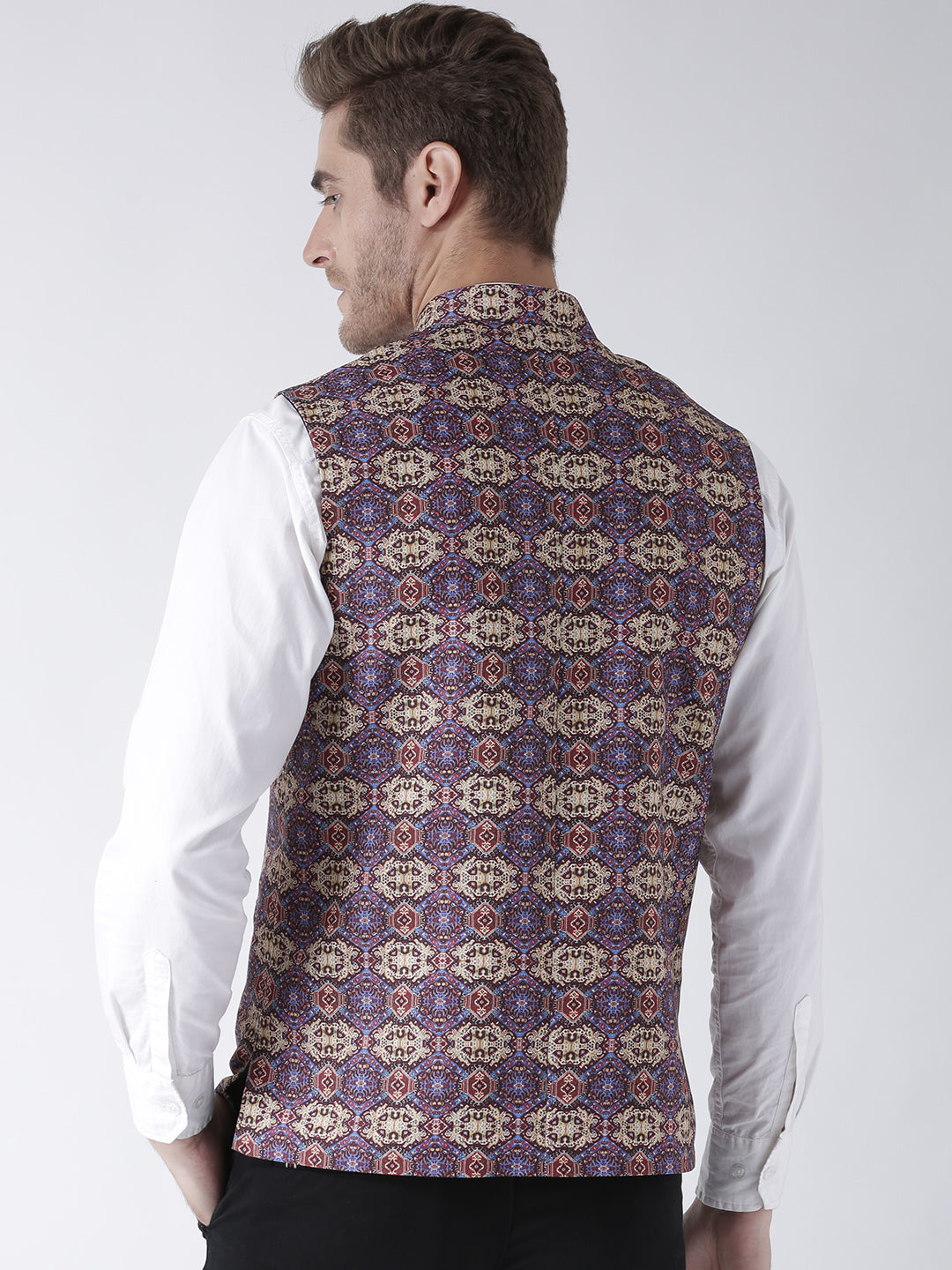 Hangup Men's Print Blend Formal WaistCoat