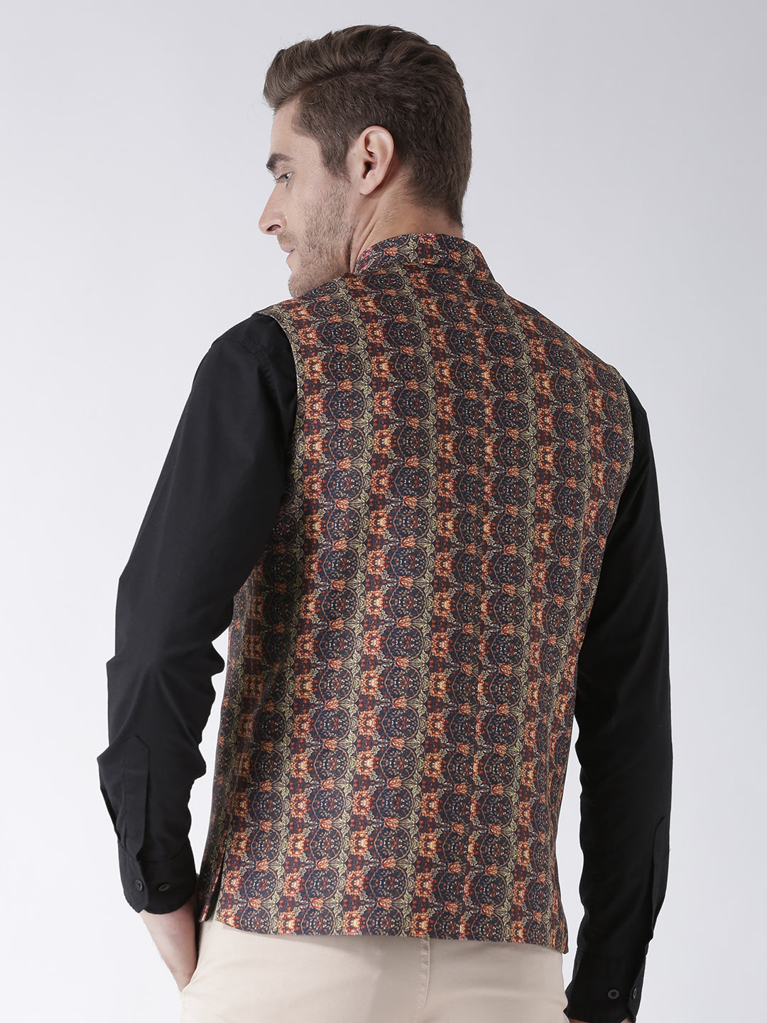 Hangup Men's Print Blend Formal WaistCoat