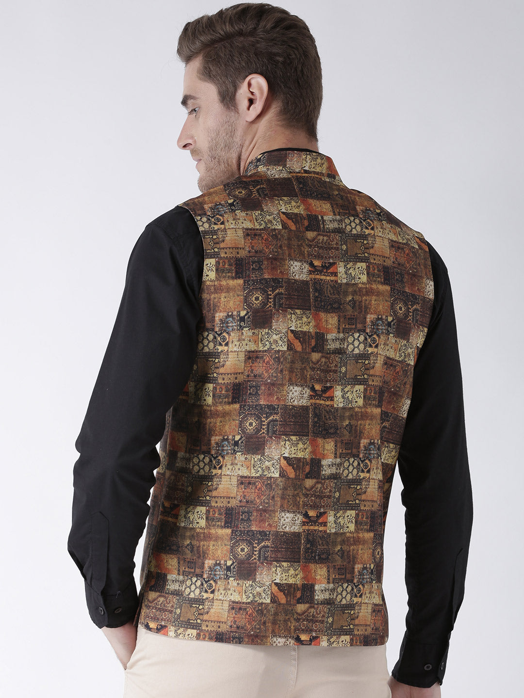 Hangup Men's Print Blend Formal WaistCoat