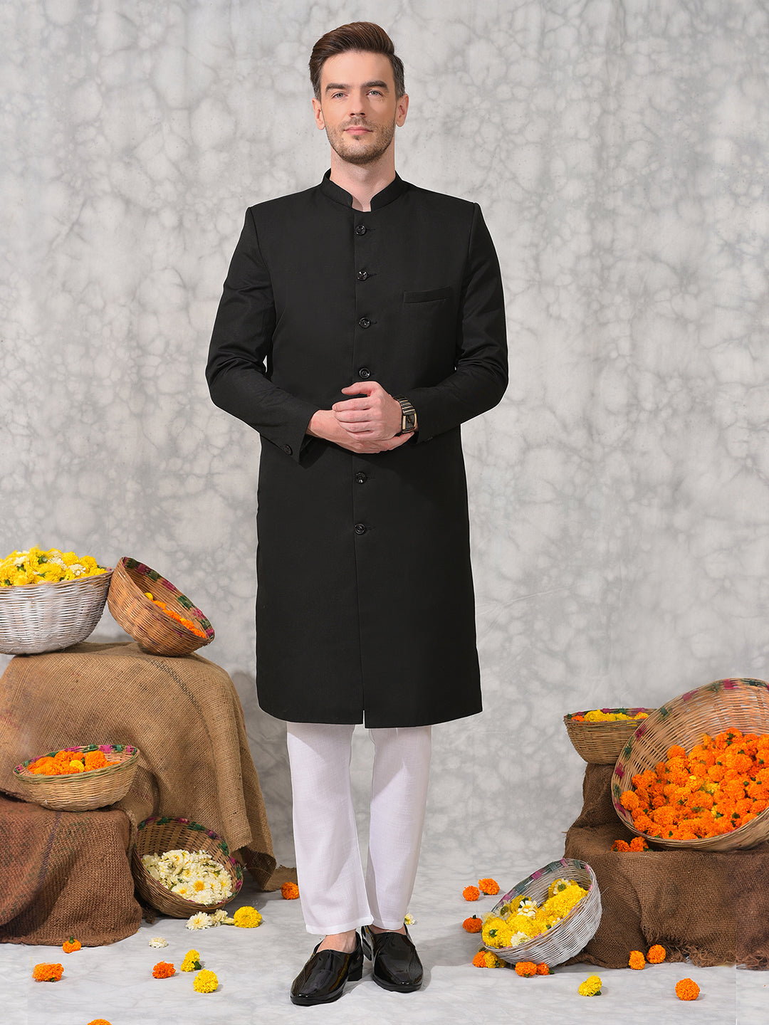 Hangup Men's Ethnic Sherwani with Pyjama Set