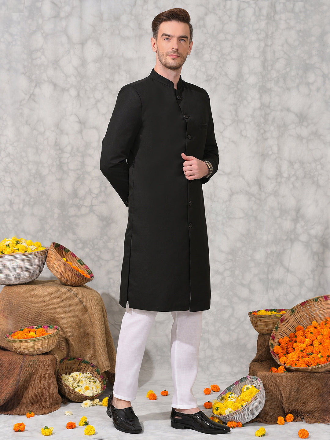 Hangup Men's Ethnic Sherwani with Pyjama Set