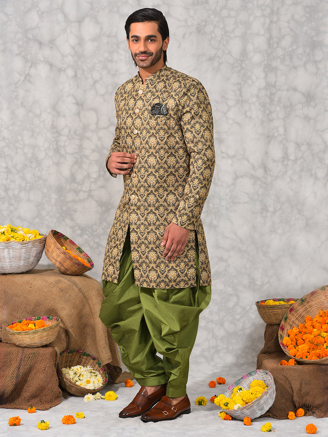 Hangup Men's Ethnic Sherwani with Salwar Set