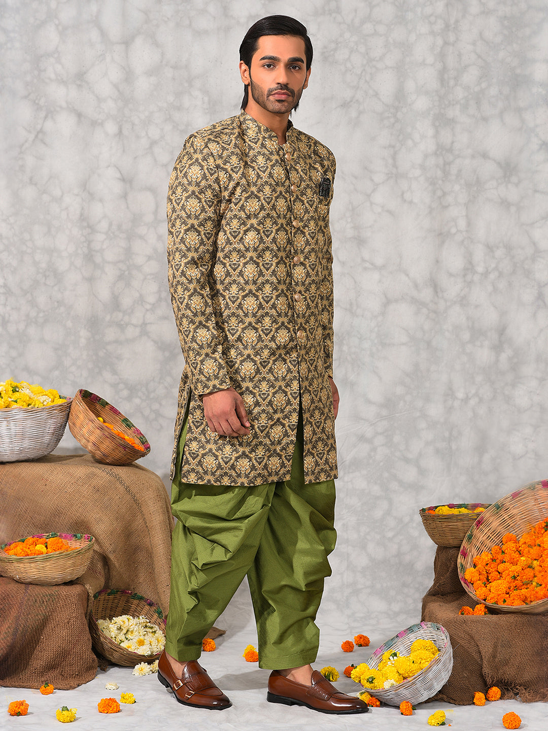 Hangup Men's Ethnic Sherwani with Salwar Set