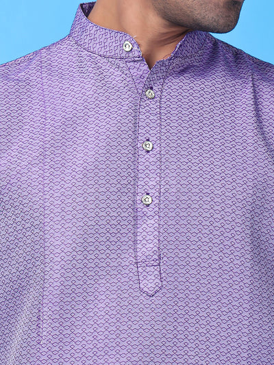 Hangup Men Partywear Weaved  Purple Kurta Pyjama Set