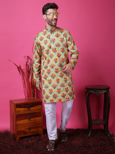 Hangup Men Partywear Embroidered  Multi color Kurta Pyjama Set