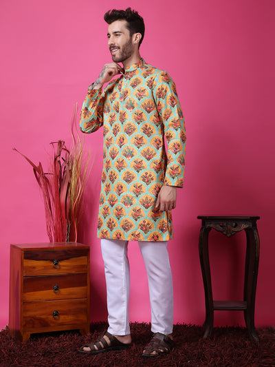 Hangup Men Partywear Embroidered  Multi color Kurta Pyjama Set