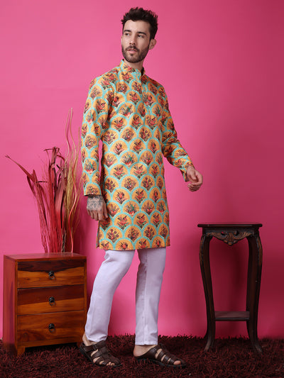 Hangup Men Partywear Embroidered  Multi color Kurta Pyjama Set