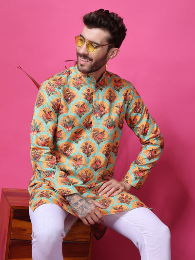 Hangup Men Partywear Embroidered  Multi color Kurta Pyjama Set