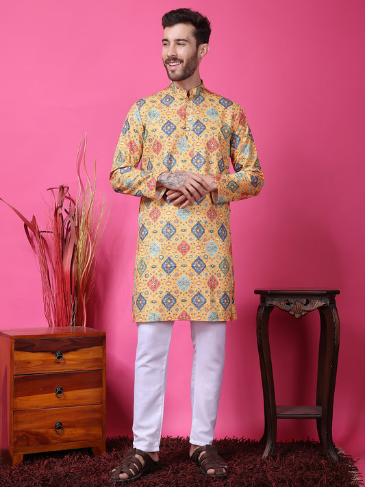 Hangup Men Partywear Embroidered  Multi color Kurta Pyjama Set