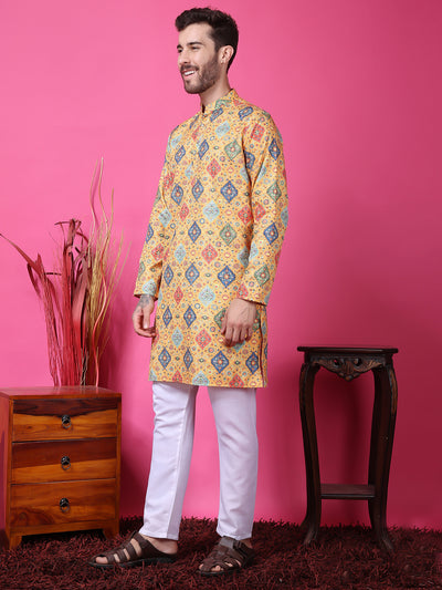 Hangup Men Partywear Embroidered  Multi color Kurta Pyjama Set