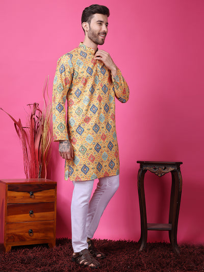 Hangup Men Partywear Embroidered  Multi color Kurta Pyjama Set