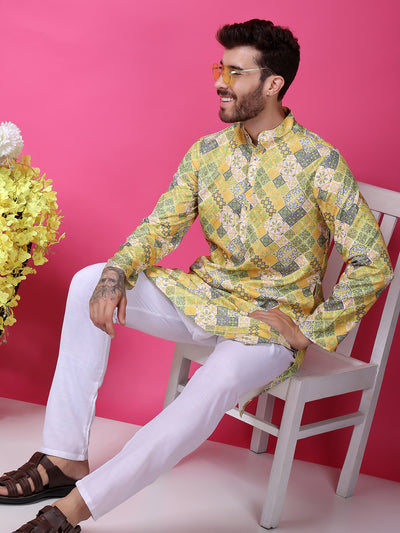 Hangup Men Partywear Embroidered  Multi color Kurta Pyjama Set