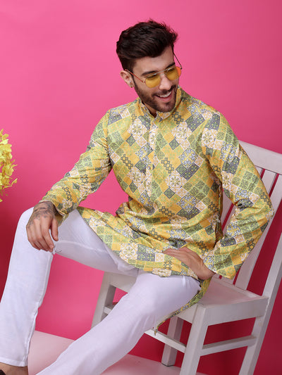 Hangup Men Partywear Embroidered  Multi color Kurta Pyjama Set