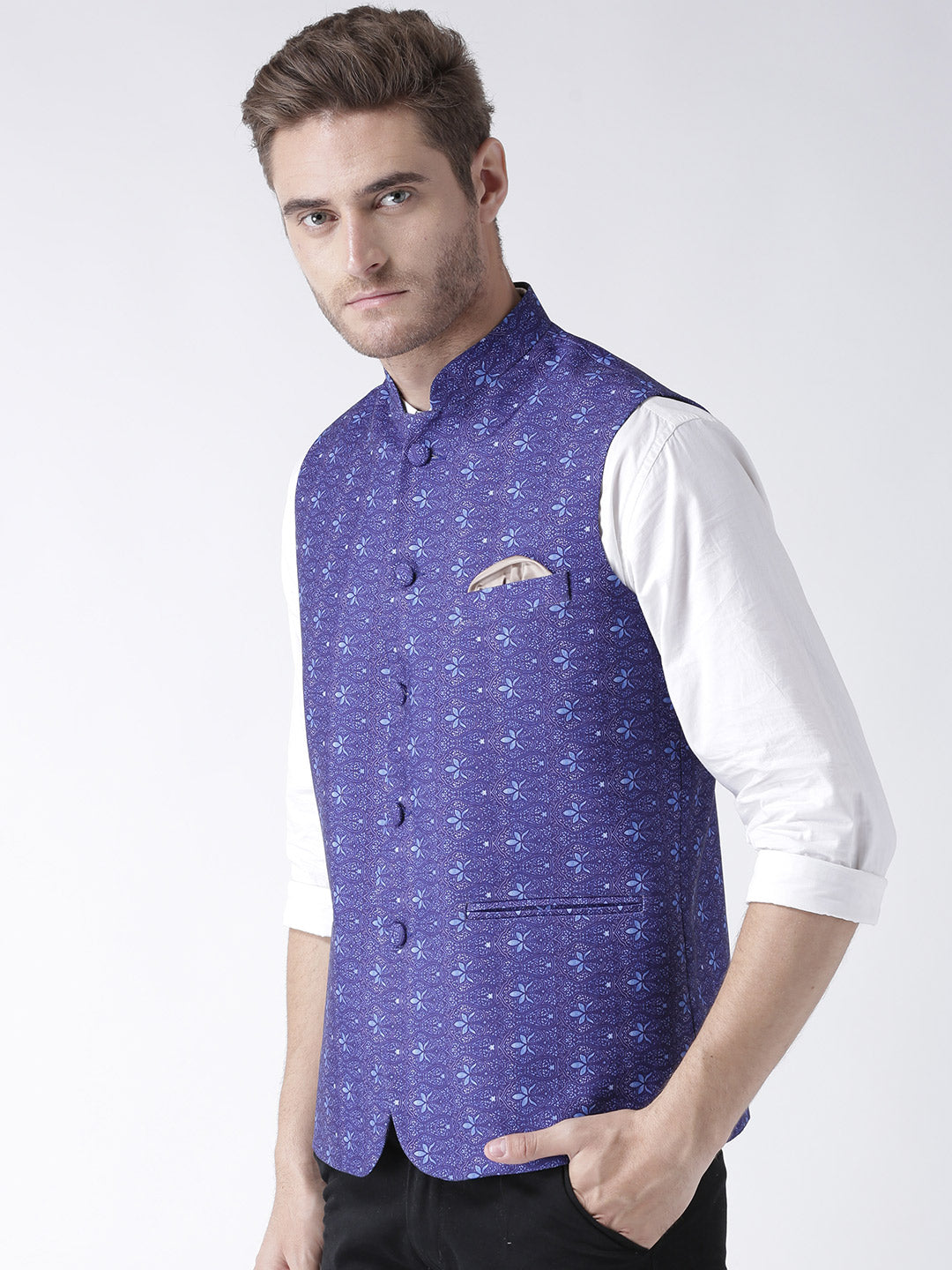 Hangup Men's Print Blend Formal WaistCoat