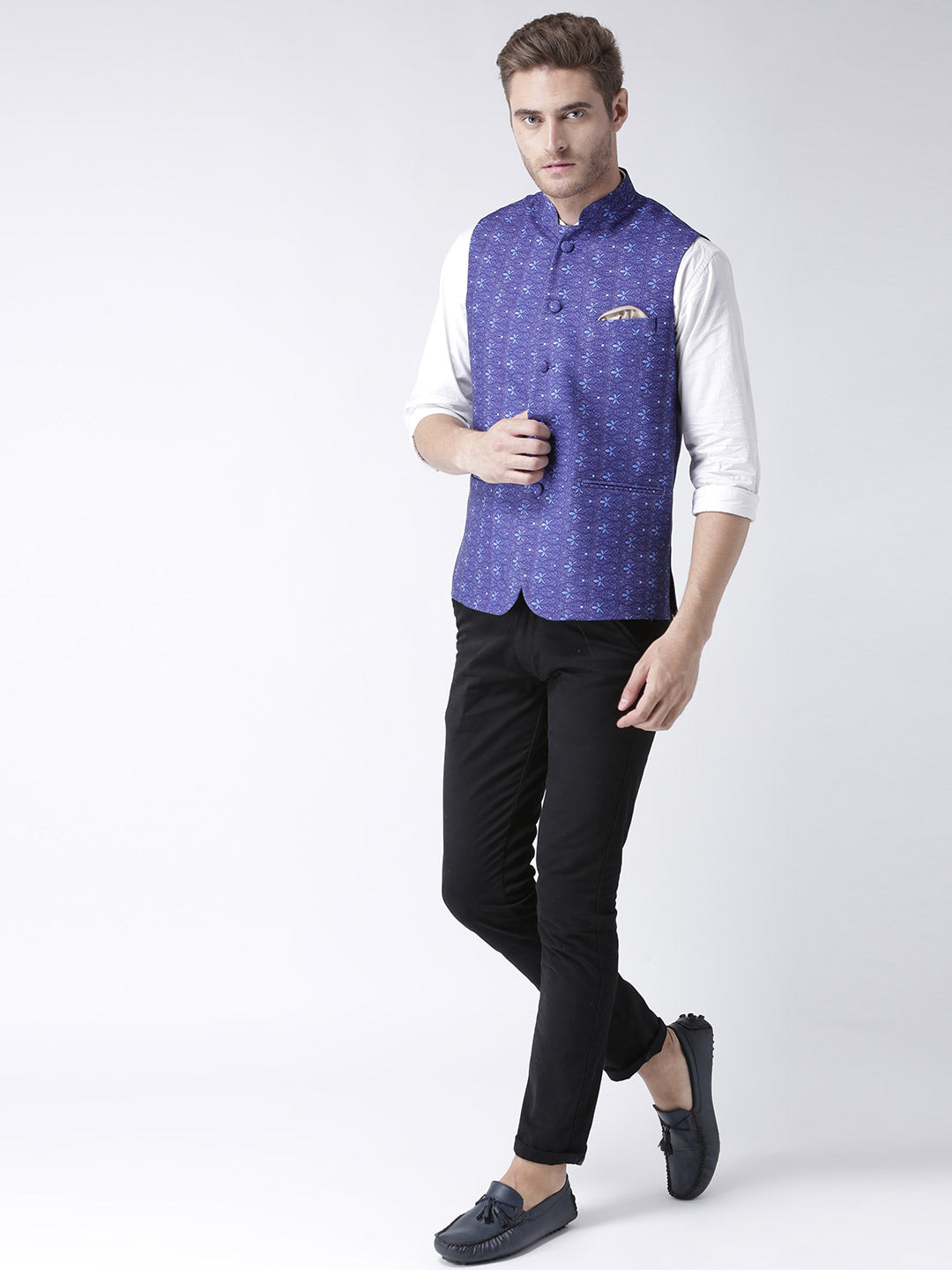 Hangup Men's Print Blend Formal WaistCoat