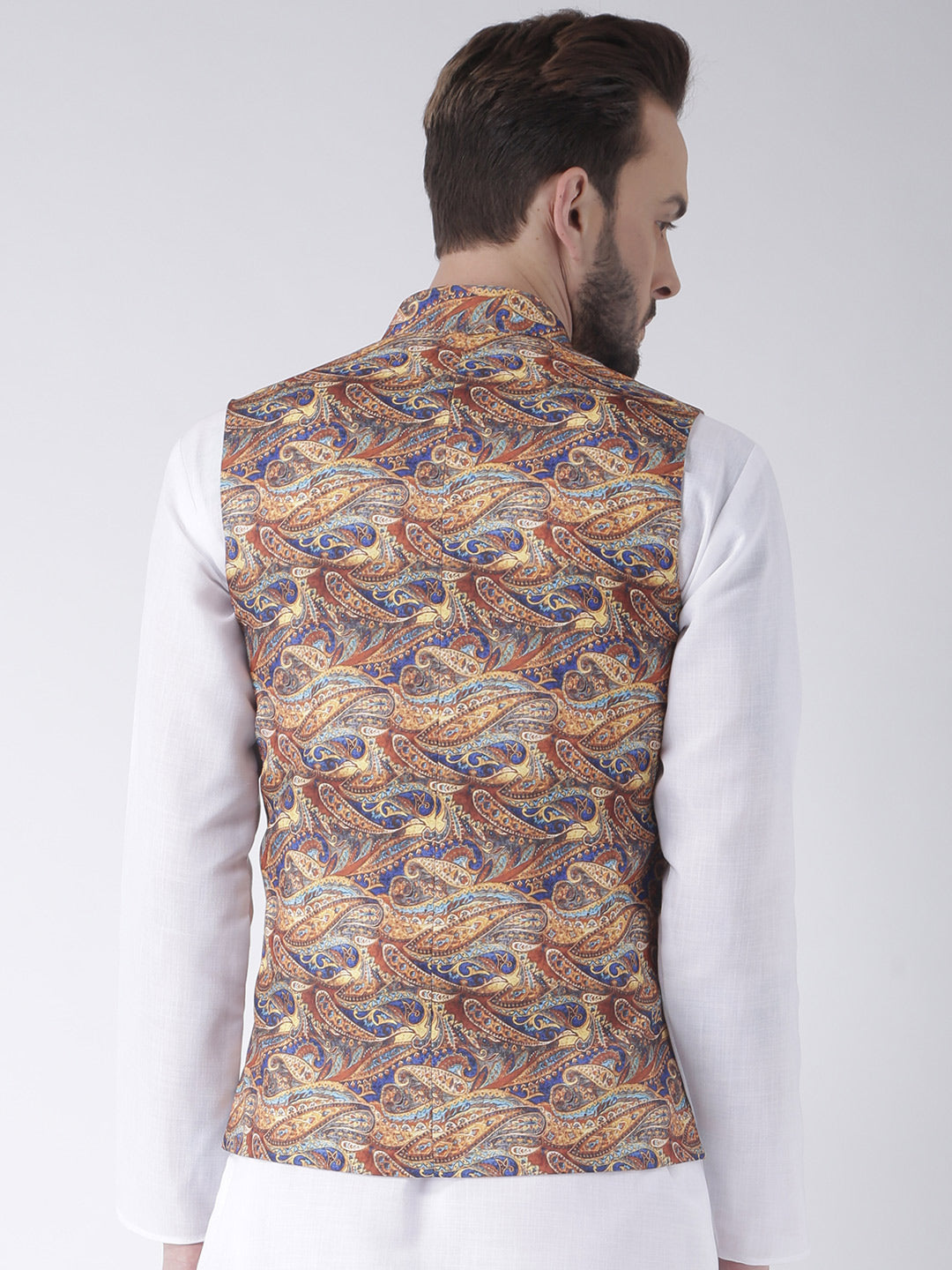 Hangup Men's Print Blend Formal WaistCoat