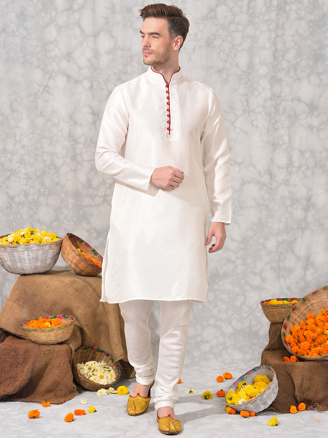 Hangup Men's Ethnic Indo Sherwani with Kurta Pyjama Set