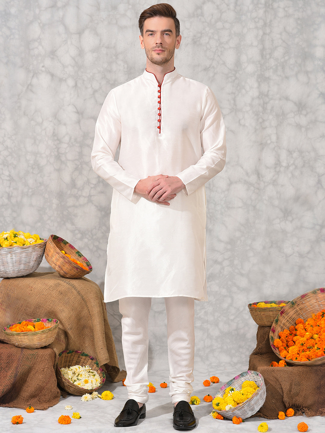 Hangup Men's Ethnic Indo Sherwani with Kurta Pyjama Set